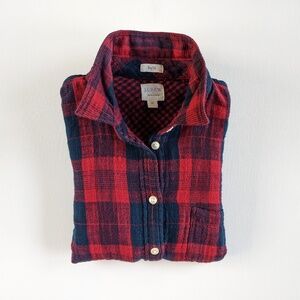 J.Crew Women’s Red and Blue Button Up Shirt Plaid Flannel Gingham Double Face XS